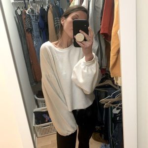 Free People White Terrycloth Sweater